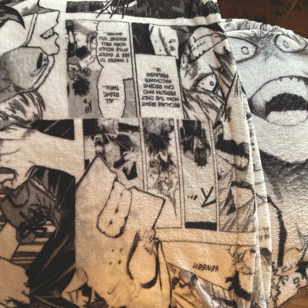 My Hero Academia soft plush Black /White Monochromatic Comic Throw blanket.